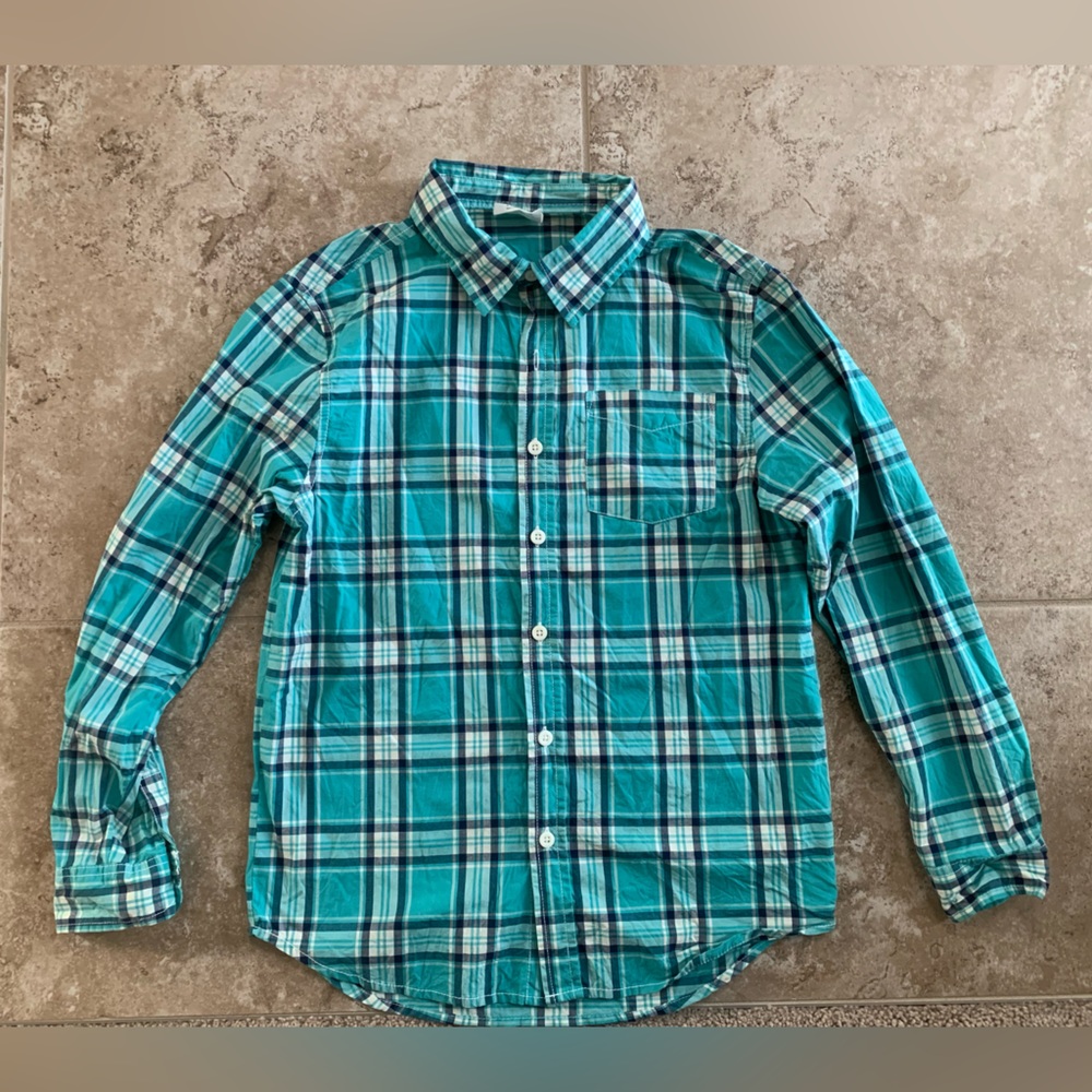 Boys plaid button down shirt - L(10/12)